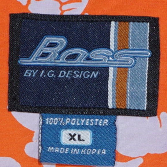 Boss by I.G. Design orange floral island ss button shirt mens XL EUC - Picture 2 of 4